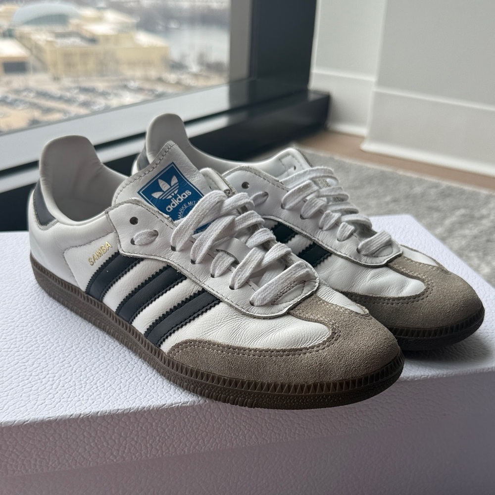 Adidas Samba White and Black with Gray Accents